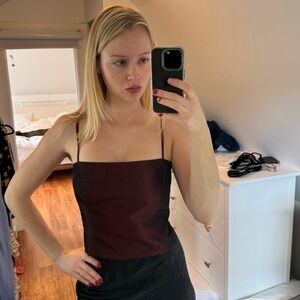 Reformation Vintage Burgundy Corset Tie Back Top